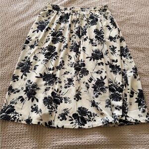 Vince Black Floral A-Line Skirt